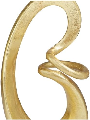 Deco 79 Aluminum Metal Abstract Decorative Sculpture Swirl Home Decor Statue, Accent Figurine 7" x 4" x 13", Gold - Image 2