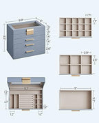 SONGMICS Jewelry Box Organizer, 4-Layer Storage with 3 Drawers, Glass Lid - Image 6