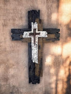Top Brass Decorative Wall Cross – 12” Rustic Multi Layered Weathered Wood Look – Spiritual Jesus Art Décor/Crucifix Sculpture - Image 6