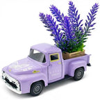 Purple Spring Truck Decor with Lavender Flowers, 5.7 Inch Metal Farm Pickup by YIPRONS