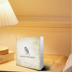 Inspirational Bible Verse Look at The Birds Wooden Box Sign Matthew 6:26 Scripture Desk Decor Rustic Scripture Wood Block Plaque Box Sign for Home Bedroom Office Shelf Table Decoration - Image 3