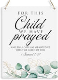 Inspirational Decor, For This Child We Have Prayed 1 Samuel 1:27, Scripture Wooden Hanging Sign Christian Gift for Baby Kids Girl Boy Nursery Teen Room Bible Verse Wall Art Decoration 8 x 10 Inches by BELLOWDEER