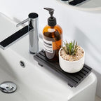 Black Bathroom Decor Wooden Counter Tray Sink Accessories Soap Dispenser - Image 5