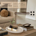 Oval Tray for Coffee Table Decor, 13" Concrete Coffee Table Tray,Cream Gray - Image 4