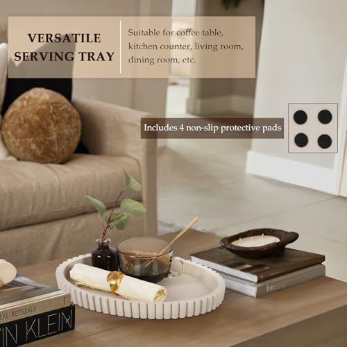 Oval Tray for Coffee Table Decor, 13" Concrete Coffee Table Tray,Cream Gray - Image 4