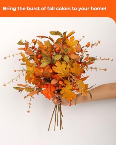 6-Pack Artificial Fall Mixed Foliage Stems for Vase Pumpkin Bouquet - Image 3