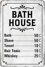Farmhouse Bathroom Wall Decor Vintage Rustic Bathroom Decor Wall Art Style Bath House Price List Tin Signs Metal Antique Bathhouse Gift 8x12 Inch by Unknown