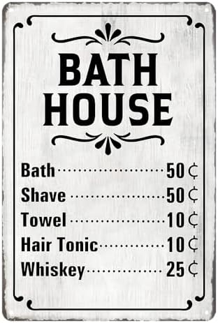 Farmhouse Bathroom Wall Decor Vintage Rustic Bathroom Decor Wall Art Style Bath House Price List Tin Signs Metal Antique Bathhouse Gift 8x12 Inch by Unknown