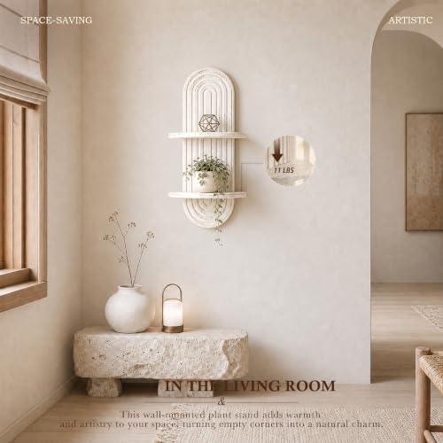 Plant Wall Shelf for Home Decor: Hanging Plant Shelf for Planter, Whitewash - Image 3