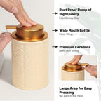 Kukikan Ceramic Bathroom Accessories Set, 4 Pcs-Includes Lotion Soap Dispenser, Toothbrush Holder, Vanity Tray, and Tumbler, Modern Bathroom Decor Organizer with Soap Dish, Apothecary Jar, Beige Color - Image 5
