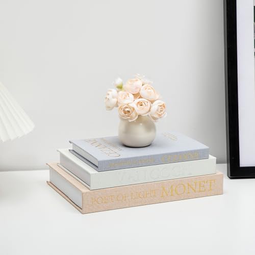 TwoDays Decorative Books for Coffee Table Decor – Faux Book Storage Box Set for Home Shelves, Linen Fabric Storage Boxes, Aesthetic Stacked Book Decoration for Living Room (Set of 3) - Image 6