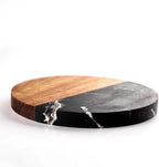 I-LAN 4-Pack Black Marble and Acacia Wood Coasters, 4-Inch Round Modern Drink - Image 5