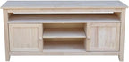Entertainment TV Stand with 2 Doors Unfinished Solid Parawood 57"W x 18"D x 26"H - Image 2