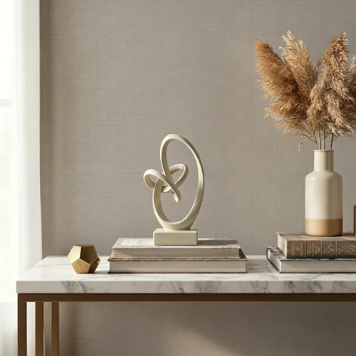 10.24" Modern Abstract Ribbon Decorative Sculpture, Knot Sculptures,Home Decor,Coffee Table Statues,Dining Living Room Desk Decor (Light Gray) - Image 2