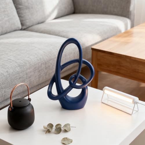Blue Sculpture Decor – 11" Modern Resin Art Statue for Living Room, Office, or Coffee Table, Blue Home Accents and Shelf Decor, Contemporary Centerpiece Decoration for Modern Home or Apartment - Image 5