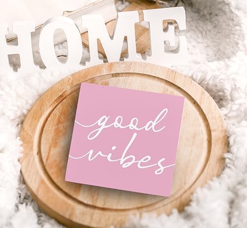 SRADMO Botanical Eucalyptus Leaves Wood Box Sign Desk Decor, Rustic Eucalyptus Leaves Wooden Block Box Sign Decoration For Home Office Shelf Table Decor (Pink) - Image 5