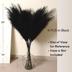 Black Pampas Grass, 9 PCS 37''/3.1FT Tall Fluffy Fake Pompas Floral, Large Artificial Pompous Grass Branches for Floor Vase Fillers, Boho Farmhouse Room Wedding Decor (Black) - Image 4