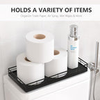Toilet Paper Basket Organizer, Oak Wood Toilet Tank Tray with Metal Frame - Image 2