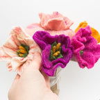 Glaciart One Felt Camellia Flowers Artificial Bouquet - 5 pcs | Reusable, Washable and Essential Oil Ready Multi Color w/Bendable Wire Stem | Great as Gift and Home or Event Decorations - Image 6