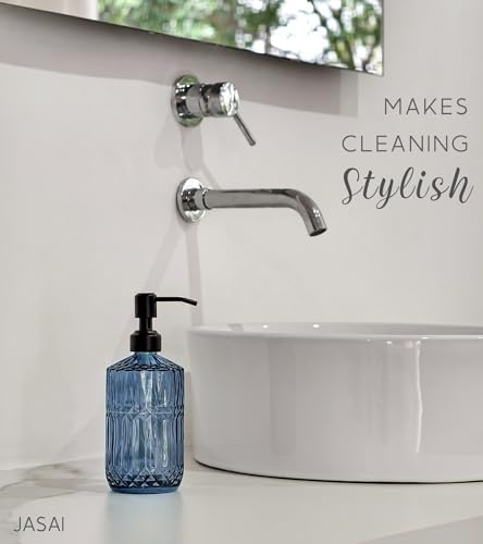 JASAI 18 Oz Blue Soap Dispenser with Black Rust Proof Pump - Image 6