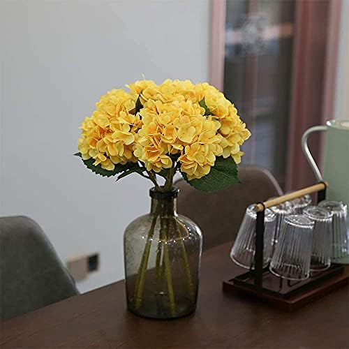 6Pcs 18" Yellow Silk Hydrangea Artificial Flowers - Image 6