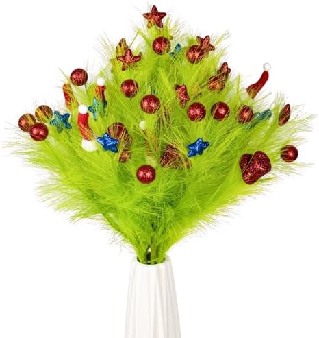 Green Faux Pampas Grass Décor 36”/3ft 6-PCS 54-Sprigs Large Artificial Pompas Grass Branches Fluffy Fake Floral for Floor Vase Filler Boho Farmhouse Party Wedding - Image 2