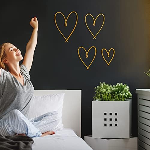 Pangda 4 Pieces Gold Metal Heart Wall Decor Ornaments, Gold - Image 3