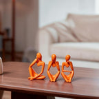 BrownLove 3pcs Orange Human Body Abstract Art Decoration, Modern White Art Resin Statue Room Office Shelf Bookcase Decoration - Image 3