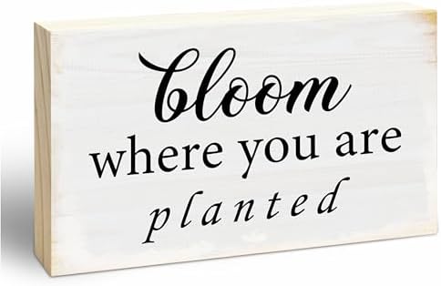 Rustic Wooden Block Sign - Bloom Where You Are Planted - 5"X3" Postive Pine Wood Plaque, Home & Garden Decor, Housewarming Gift For Friends, Desk & Tabletop, Shelf Accessories - A13 by EXW