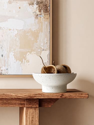 LE TAUCI 10" Ceramic Decorative Bowl, Key Bowl for Entryway, Handcrafted Sturdy Pedestal Bowl, Modern Farmhouse Fruit Bowl for Kitchen Counter, Centerpiece, Speckled White - Image 6