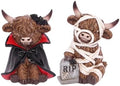 Halloween Decorations Indoor, Highland Cow Resin Vampire Statues Figurines by YeehaWhoo