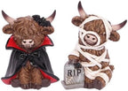 Halloween Decorations Indoor, Highland Cow Resin Vampire Statues Figurines by YeehaWhoo