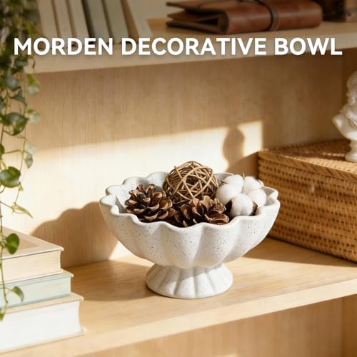 Pedestal Decorative Bowl Home Decor, 8" Footed Ruffle Fruit Bowl - Image 4
