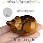 QINJIEJIE Tiger Eye Cat Decor Crystal Figurine Sleeping Cat Healing Crystal - Image 2