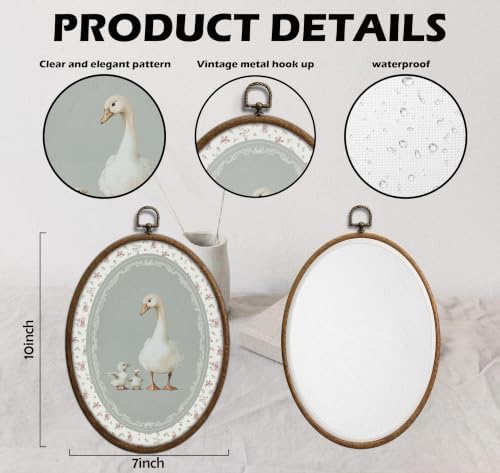 Cottage core Mother Goose Nursery Oval Wall Art, Goose Decor, Waterproof - Image 2