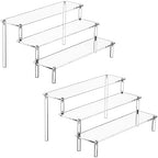 HENABLE 2PCS Large Acrylic Display Risers, Perfume Stand Organizer, Clear Acrylic Shelf Risers for Display Stands for Food, Tabletop Use, Amiibo Funko POP Figure, 3 Tier Clear Cupcake Stand Risers by HENABLE
