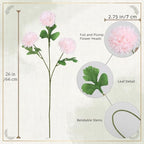 8PCS Pink 24 Heads 3" Large Chrysanthemum Artificial Flower Balls Stems - Image 3