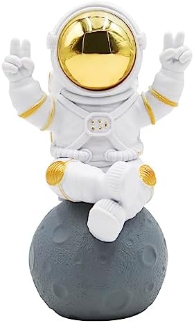 Oooct Astronaut Statue Decor, Resin Spaceman Figurine Decorations, Cute Mini Space Figure Ornament, Abstract Aesthetic Decorative Sculpture for Home Office Desk Shelf Tabletop - 4.2 Inch by Oooct