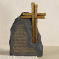 The Lord's Prayer Stone Decor, Religious Cross, Resin Black with Gold Text, 9.4inches, Christian Home Office Table Decoration by ShineOnAngel