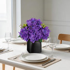 Briful Faux Purple Hydrangea Arrangement, Matte Black Vase Centerpiece - Image 3