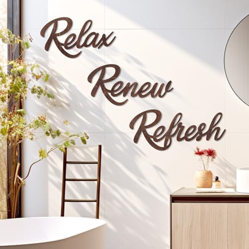 3 Pieces Bathroom Decor Bathroom Wall Art Relax Renew Refresh Sign - Image 4