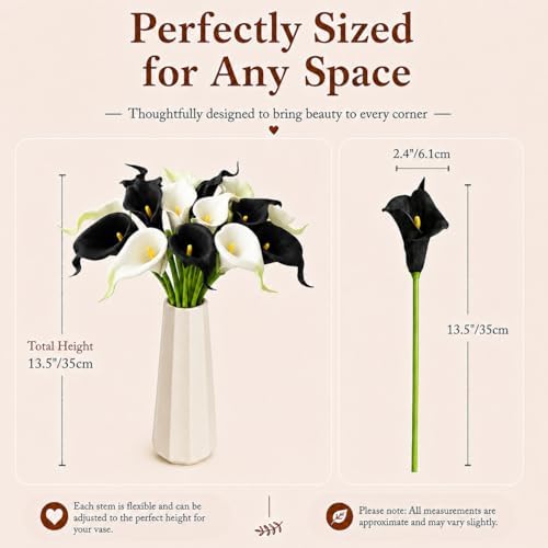 Mandy's 20pcs Black and White Calla Lily Artificial Flowers - Image 3