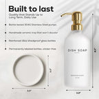 Luxury Glass Dish Soap Dispenser for Kitchen Sink by Brighter Barns - Modern Kitchen Soap Dispenser Set - Refillable Glass Pump Bottle and Tray - White and Gold Home Decor and Accessories, Gift (Gold) - Image 3
