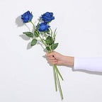10pcs Blue Roses Artificial Flowers, Realistic Faux Rose with Long Stem - Image 6