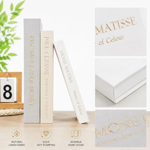 Decorative Books for Home Decor, Set of 3 Linen Fake Books, Grey - Image 2