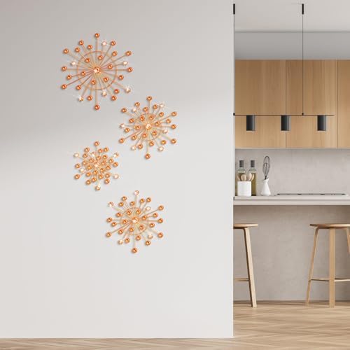 Blulu 4 Pcs Metal Wall Art Starburst Decor with 3D Rhinestone, Orange - Image 5