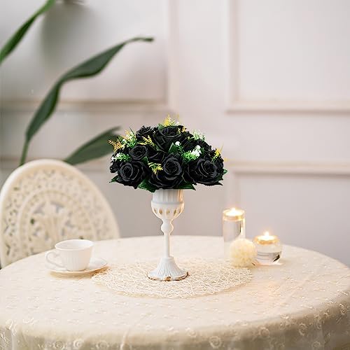 BLOSMON Black Rose Artificial Flower Balls for Wedding Centerpieces, 6 Pcs - Image 6