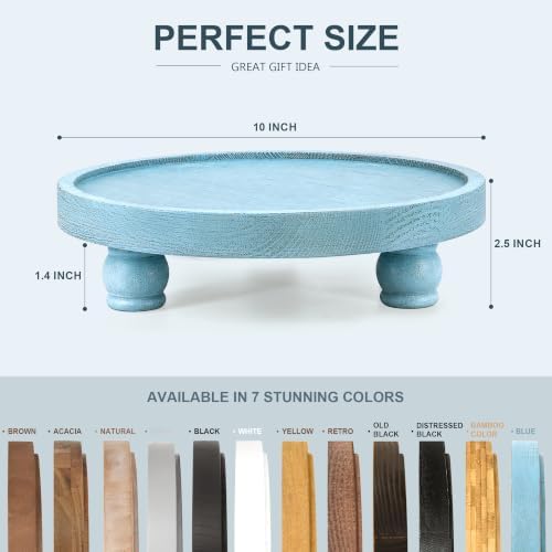 EOSAHR Round Decorative Tray, Coffee Table Accent, Coastal Style, Sky Blue - Image 2