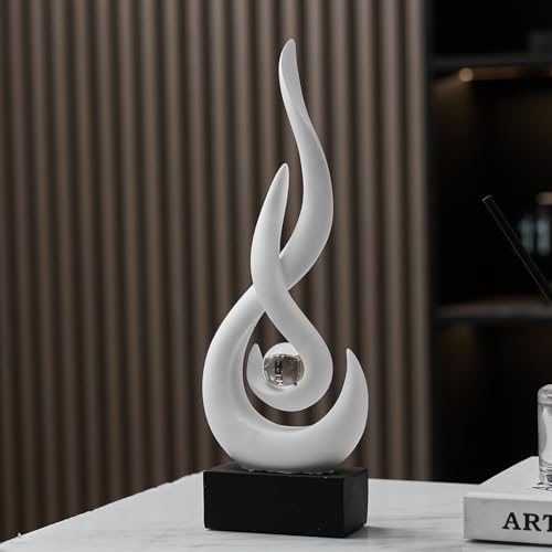 Modern Abstract Art Table Decoration,Resin Flame Statue Modern Centerpiece Ornaments for Living Room Great Gift Idea Home Decor,Collectibles (White) - Image 3