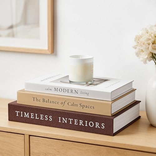 JARLINK Decorative Books, Set of 3 Stackable Fake Book Storage Boxes, Brown by JARLINK
